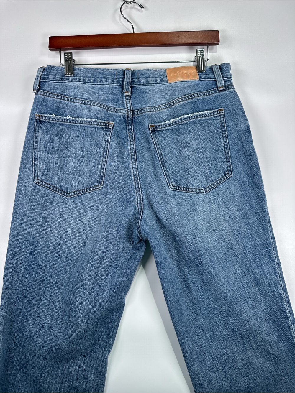 Pistola Presley High Rise Straight Distressed Denim Antidote Blue Size 30 - Picture 4 of 12